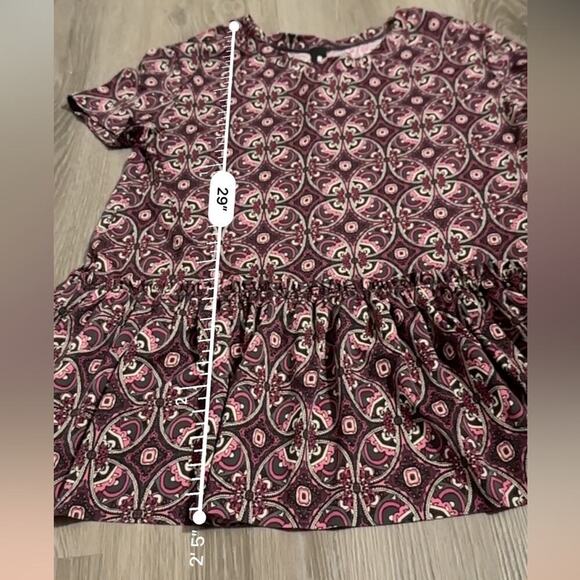 Agnes & Dora‎ Geometric Paisley Short Sleeve Relaxed Ruffle Tee Top Size L - Picture 8 of 9